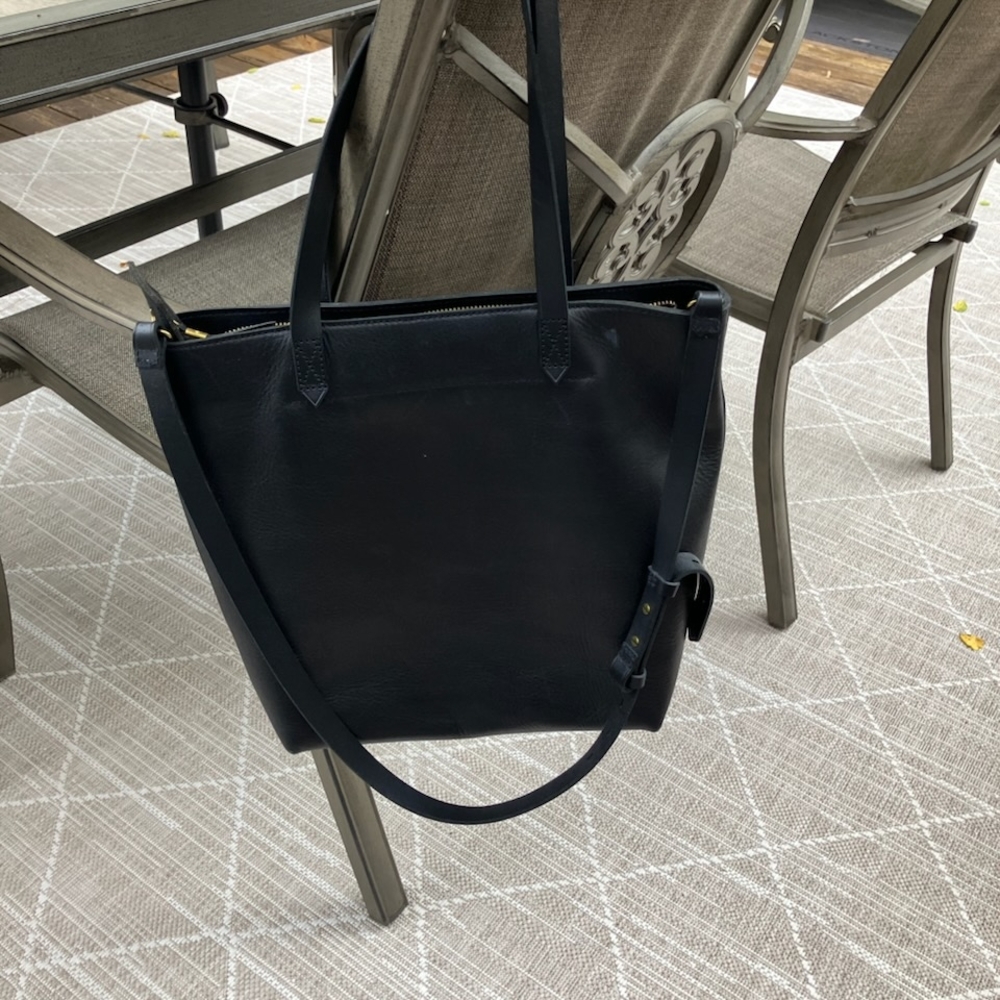 Madewell Black Leather Tote Bag
